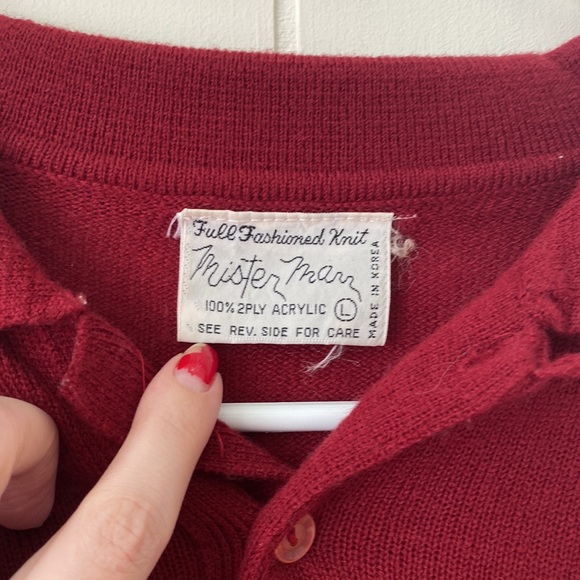 Vintage 70s Mister Man Collared Sweater L - Picture 3 of 4